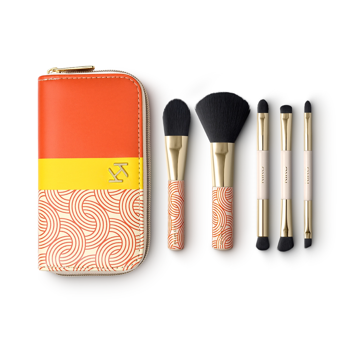 Travel brush set with 5 professional brushes and case Travel In Italian Style Travel Brush Set